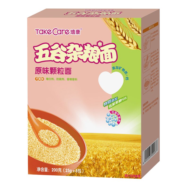 [苏宁自营]培康(TakeCare) 宝宝辅食 五谷杂粮原味颗粒营养面条200g