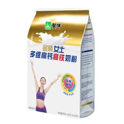 蒙牛(MENGNIU)金装女士多维高钙高铁袋装奶粉400g即食冲饮早餐新需求