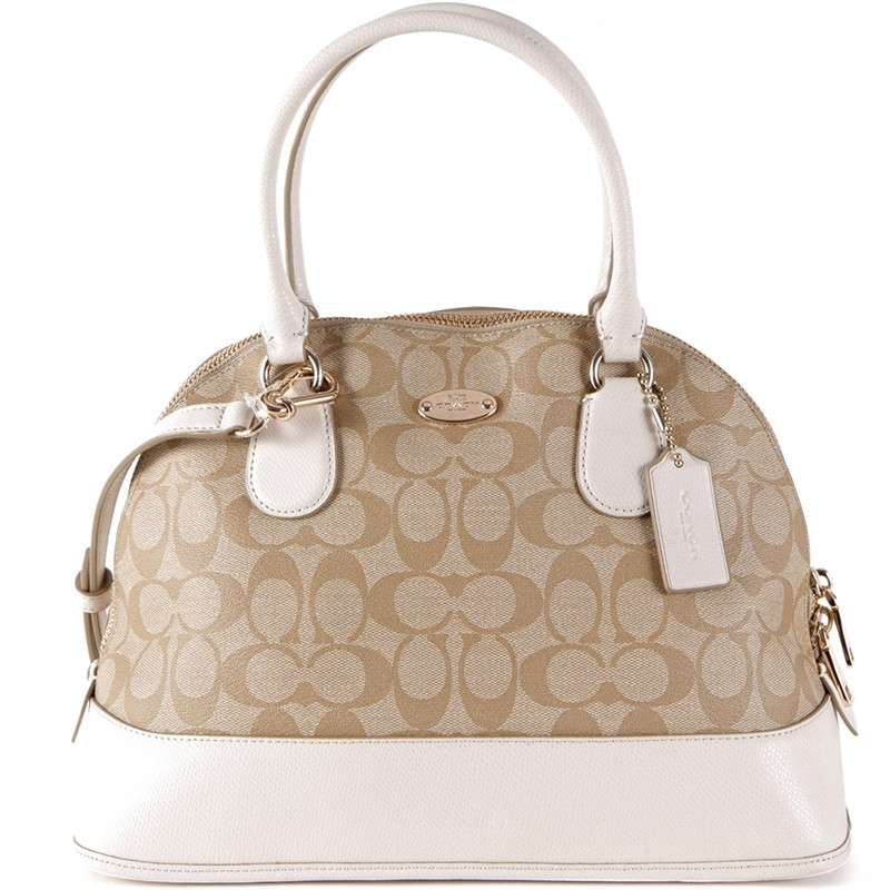 COACH蔻驰白色色经典LOGO斜挎中号贝壳手提包33904