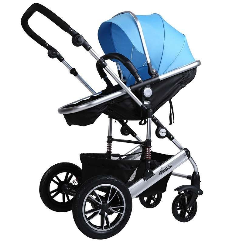 Hiwide欧式轻便型高景观前后轮避震可折叠可坐可平躺双向婴儿推车