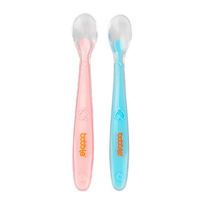 泡泡龙(bobble)宝宝硅胶软勺婴儿软头勺新生儿辅食勺小勺子汤匙零食盒儿童餐具P0-060-2只装