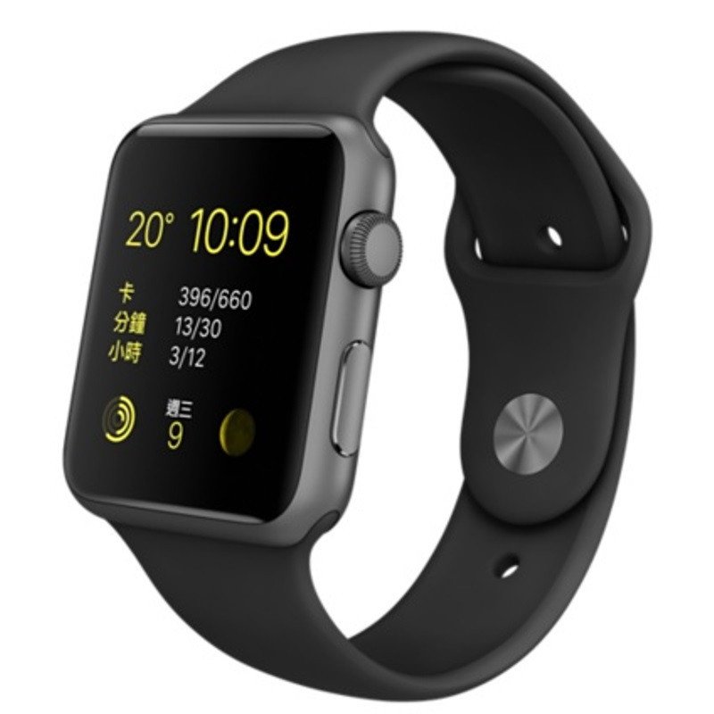 APPLE MJ3T2ZP/A 42MM SPORT GRAY SL CASE BLACK BAND WATCH