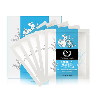 自然奇迹 仙人掌海藻水润蚕丝面膜25ml*5片/盒