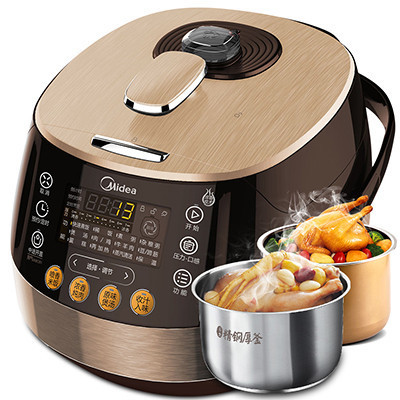 美的（Midea）PSS5050P 5L 一锅双胆 不锈钢内胆 中途加菜 韩式电脑版 高压锅电压力锅