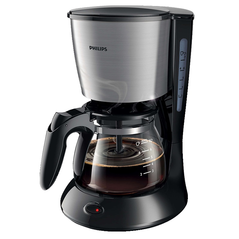 飞利浦(Philips) 咖啡机 家用智能美式保温全自动滴漏式咖啡壶 HD7434/20可煮茶迷你型金属色 不锈钢材质