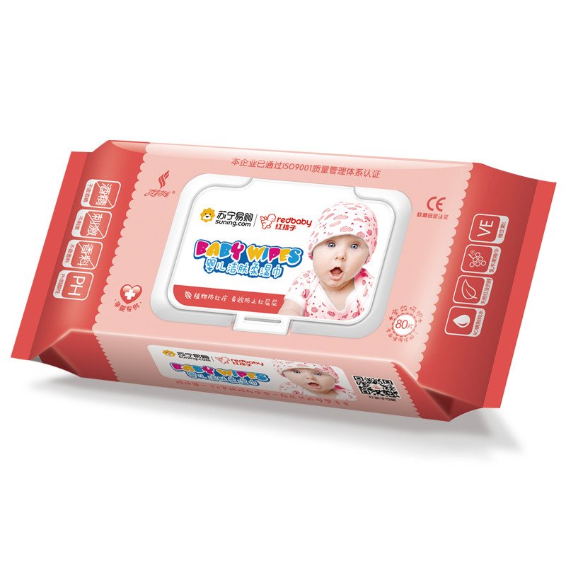 爽尔佳苏宁易购红孩子专供婴儿柔湿巾80片（带盖装）