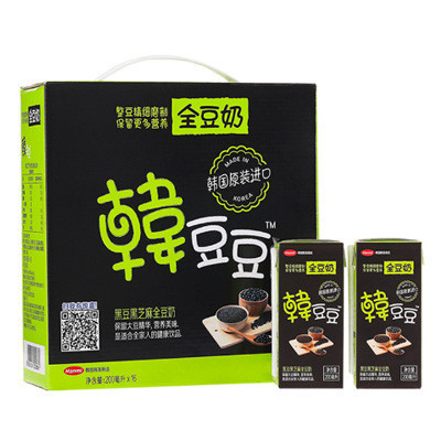 韩国进口 韩豆豆黑豆黑芝麻口味豆浆饮料 200ml*16盒