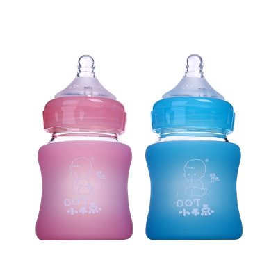 小不点新生儿宽口感温玻璃奶瓶120ml红GWA120-1