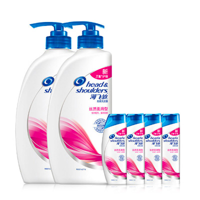 海飞丝Head & Shoulders丝质柔滑洗发水750ml*2电商(赠洗发露80*4) 通用 修护;柔顺