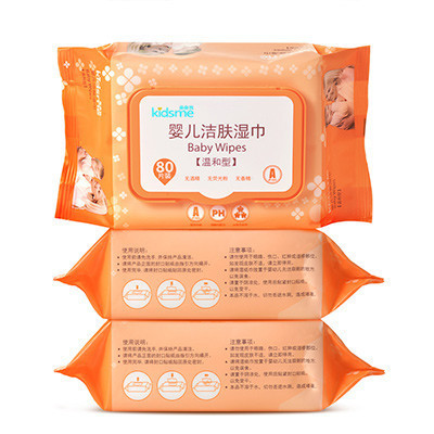 亲亲我(kidsme) 婴儿洁肤柔湿巾80片装(温和型)3连包