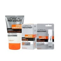 欧莱雅(LOREAL)男士劲能醒肤露8重功效50ml+深层净化洁面膏100ml+极润护唇膏3.5g