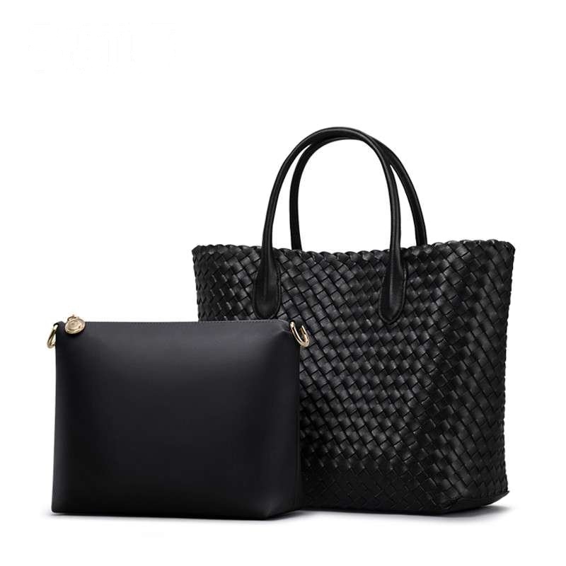 歌莉娅2015秋季新款柔软编织女包时尚单肩手提包买一送一150黑色