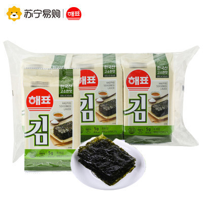 韩国进口 海牌(HAEPYO)长今传统海苔45g（9小包）海味即食 休闲零食 米饭寿司好伴侣 酥脆鲜美