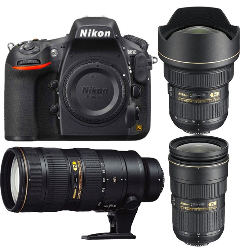 尼康(Nikon) D810(14-24+24-70G+70-200E)数码单反相机 三镜头套装 约3635万像素