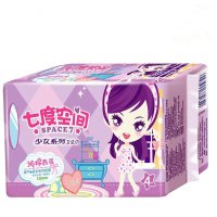 七度空间(space7)少女系列纯棉超薄超长夜用338mm4片装 新旧包装随机发货(6包组套)