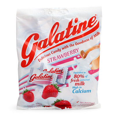 意大利原装进口 Galatine佳乐锭牛奶片 100g草莓味袋装