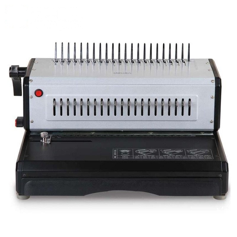 得力3883电动胶圈装订机 夹条压条装订机 电动梳式装订机 可调边距