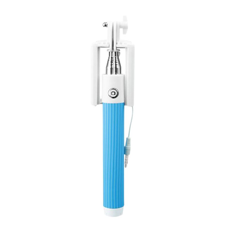 摩色 线控自拍杆 自拍神器 适用于苹果/安卓手机 蓝色