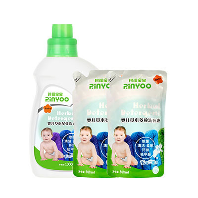 玲瑶宝宝婴儿草本多效洗衣液套装(1000ml*1瓶+500ml*2袋)