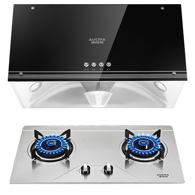 澳柯玛(AUCMA)烟灶套餐180HZ1+3D12G(天然气)中式按键式不锈钢抽油烟机套餐 12立方