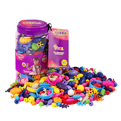 [苏宁自营]勾勾手儿童女孩玩具 百变早教益智波普珠 无绳串珠绕珠DIY手工过家家玩具 神奇无绳波普串珠230PCS罐装