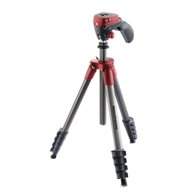 曼富图(MANFROTTO) MKCOMPACTACN-RD compact 铝合金三脚架5节 摄影 摄像云台套装