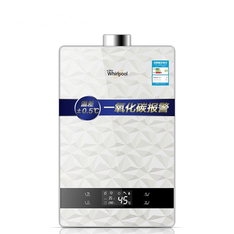惠而浦(Whirlpool)12升燃气热水器JSQ24-T12M 急速恒温 CO报警实时监测 晶钻面板 天然气