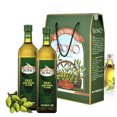 包锘(BONO)特级初榨橄榄油食用油原装进口经典礼盒装1000ml*2(意大利)