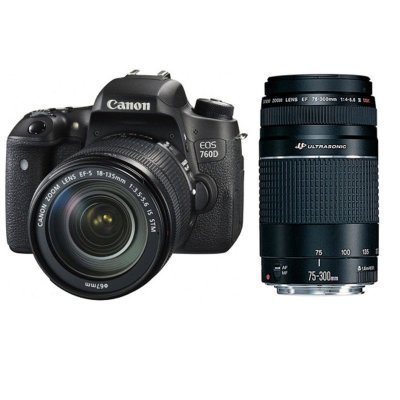 佳能(Canon)EOS 760D 单反 (18-135mm STM+75-300mm III USM )双镜头套机