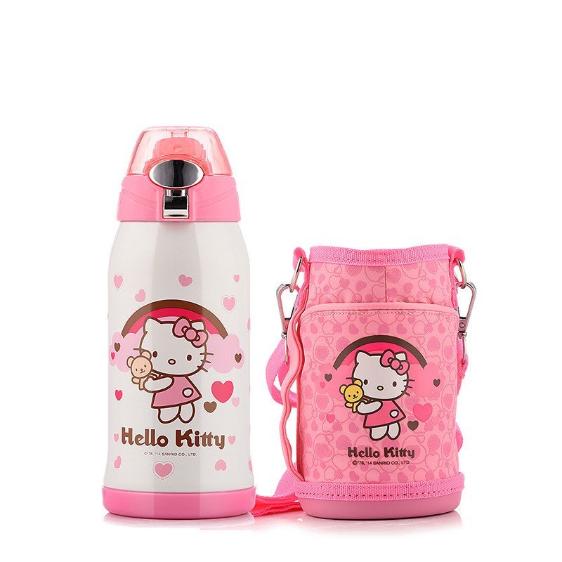 HelloKitty 凯蒂猫 时尚宽嘴吸管壶 不锈钢 白色600ml
