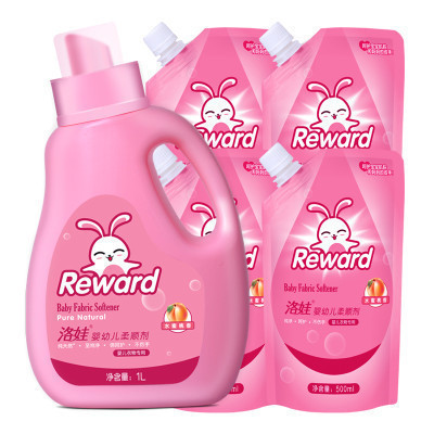 Reward洛娃 婴幼儿柔顺剂套装(水蜜桃)1L+500ml*4袋 温和不伤肌肤