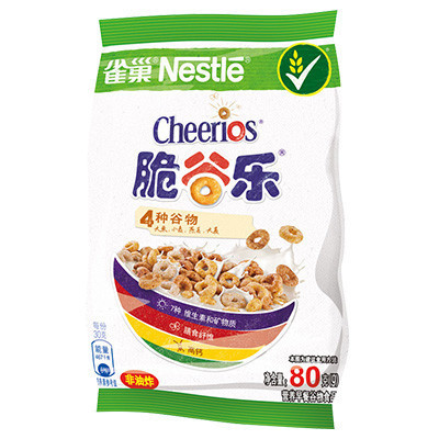 [苏宁超市]雀巢(Nestle)谷物早餐脆谷乐80g/袋装 即食