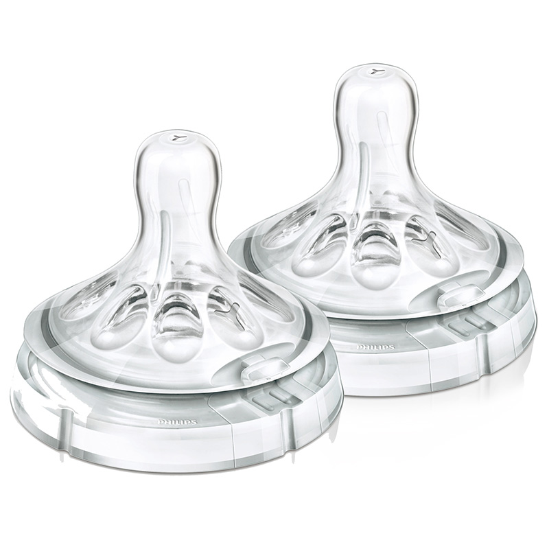 飞利浦 AVENT 新安怡宽口径自然原生奶嘴Y字孔（6个月+，适用于浓稠液体）（对装）SCF656/27 英国原装进口