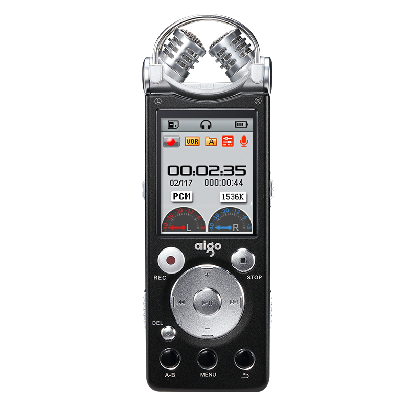 爱国者(aigo) R5599 录音笔专业降噪 双麦克 50米无线录音 HIFI播放 2100H 8G 黑色
