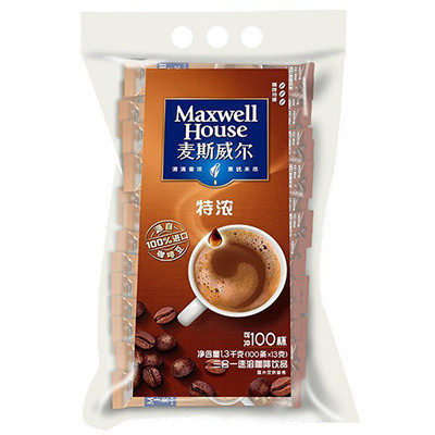 麦斯威尔三合一速溶咖啡 3in1特浓1300g(13g*100条)袋装