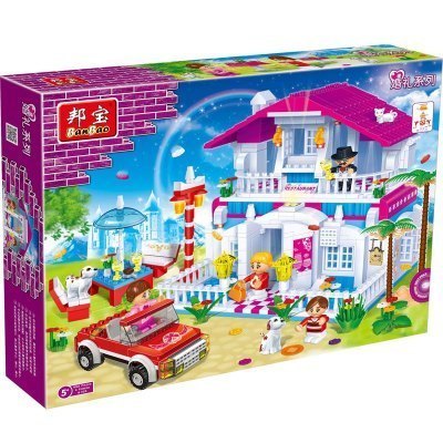 [小颗粒]邦宝女孩子益智拼插积木儿童玩具生日礼物快乐餐厅6103