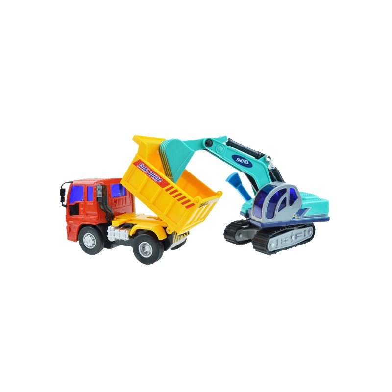 力利惯性工程车翻斗车卡车挖掘机玩具汽车模型套装男孩宝宝礼物