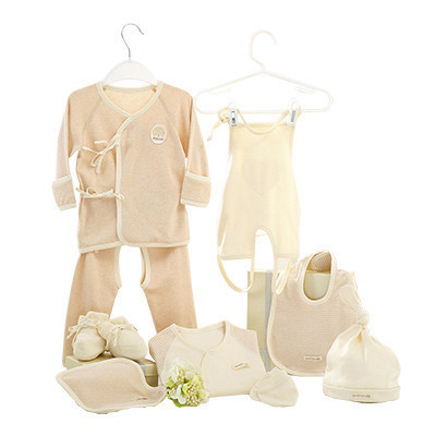 [苏宁红孩子]婧麒 ja6002p有机棉婴儿礼盒母婴用品新生儿有机棉棉衣服套装宝宝满月礼物九件套