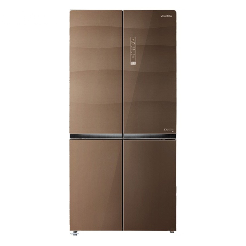 美的(Midea)BCD-646WGPZV格调咖 646升 钢化玻璃 变频智能多门十字高端家用节能静音冰箱