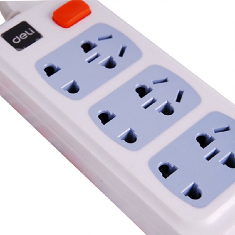 得力3982安全拖线板/电源插座/电源转换器/线长4.8m 六孔 包邮