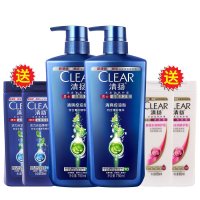 清扬男士清爽控油去屑洗发露750ml*2+清扬男士去屑洗发露活运薄荷100ml*2+清扬去屑洗发露多效水养100ml*2