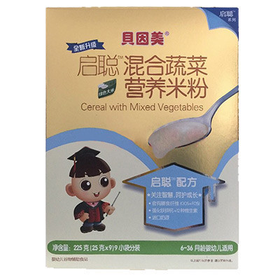[苏宁自营]贝因美(BEINGMATE)启聪-混合蔬菜营养米粉(6-36个月适用)225g