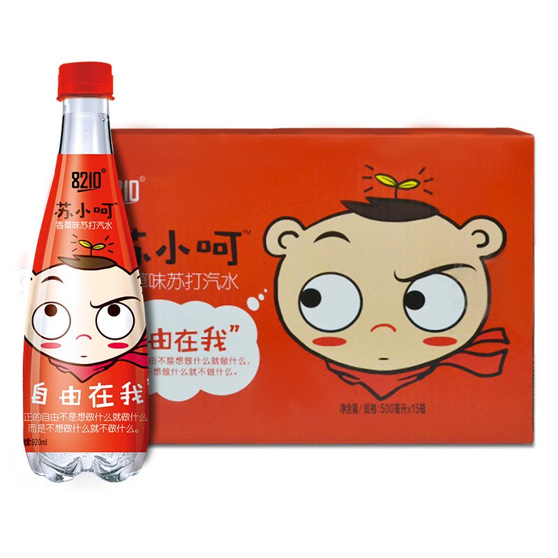 [苏宁超市]8210 苏小呵香草味苏打汽水 500ml*15/箱