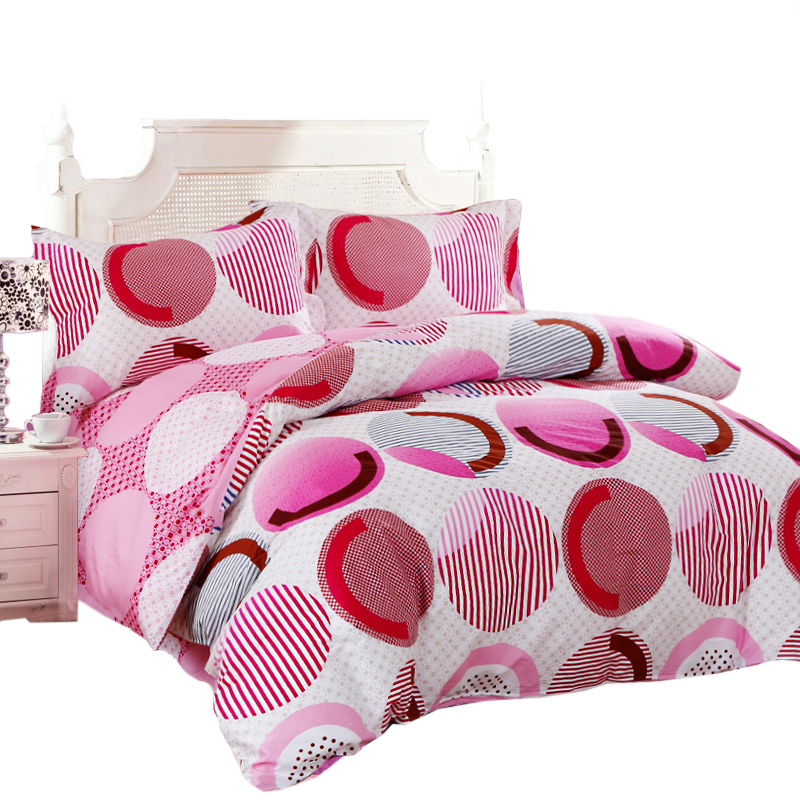 恒源祥家纺全棉印花四件套床上用品全棉床品套件床单被套 1.5m/1.8m床 粉色