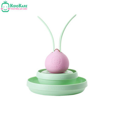 [苏宁自营]香港品牌小介嘟抗菌材质幼儿开心植物系列碟碗勺-粉色碗碟叉勺套装造型可爱8个月以上宝宝适用