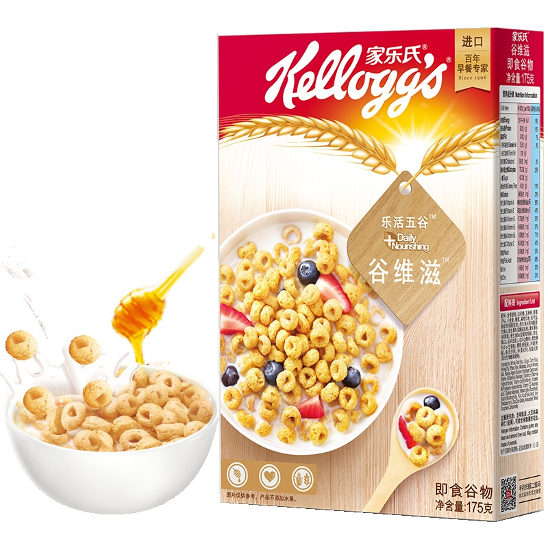 泰国进口 家乐氏(Kellogg’s)谷维滋即食营养谷物 进口冲调代餐 含燕麦早餐175g