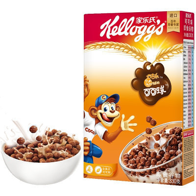 家乐氏kellogg's 可可球 330g泰国进口冲调 营养谷物早餐 盒装巧克力味麦片