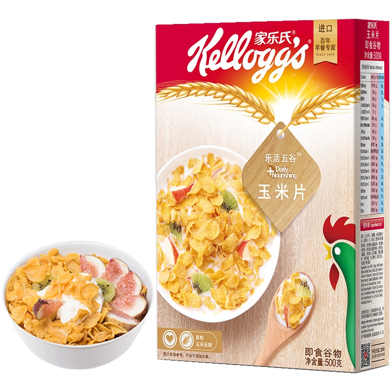 家乐氏（Kellogg’s）玉米片500g泰国进口麦片 即食冲饮 营养谷物早餐