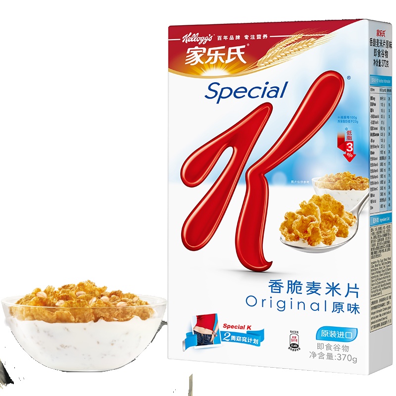 家乐氏 Kellogg’s香脆麦米片370克/盒进口麦片即食冷冲谷物早餐