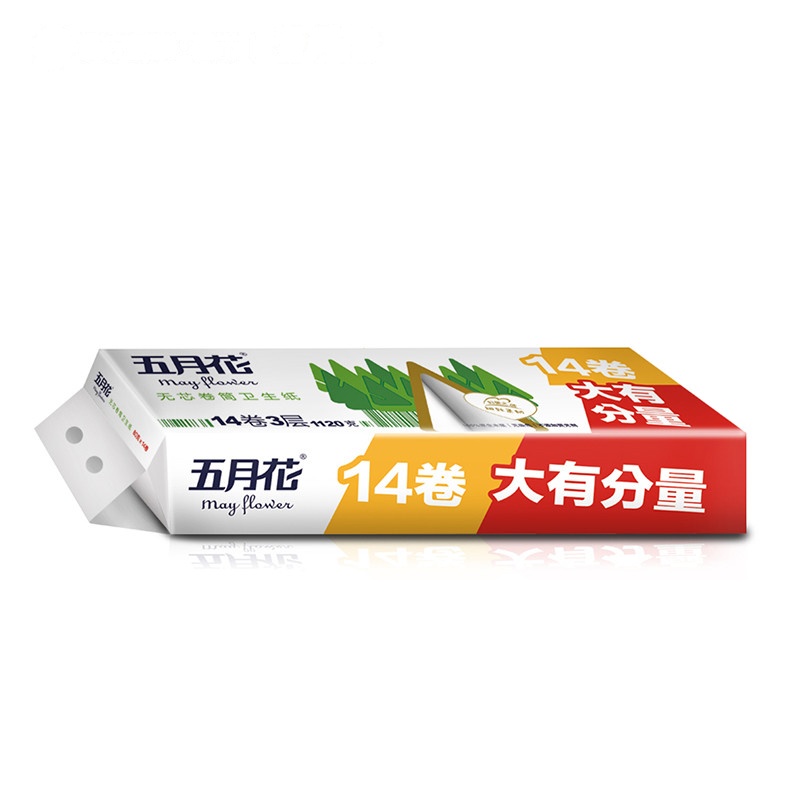 [苏宁超市]五月花 卫生纸 纯厚经典3层无芯卷纸80g*14卷